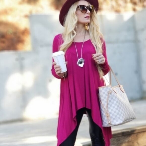 JACKIE Tunic Top - Magenta Pink MADE IN USA - Picture 2 of 4